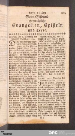 Sonn-Fest-und Feyertägliche Evangelien, Episteln und Texte.
