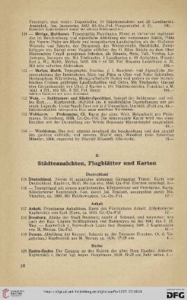 II. Städteansichten, Flugblätter und Karten (Nr. 115-490)