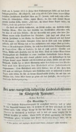 351-365 Der neue evangelisch-lutherische Landeskatechismus im Königreich Hannover : erster Artikel