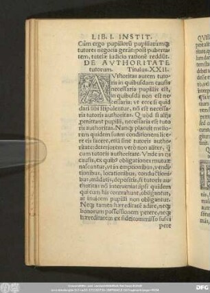 De Authoritate tutorum. Titulus. XXII.