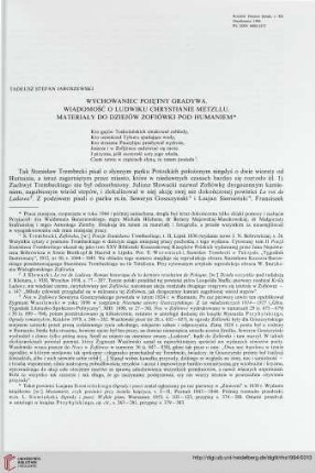 20: Wychowaniec pojętny Gradywa. Wiadomość o Ludwiku Chrystianie Metzllu. Materiały do dziejów Zofiówki pod Humaniem