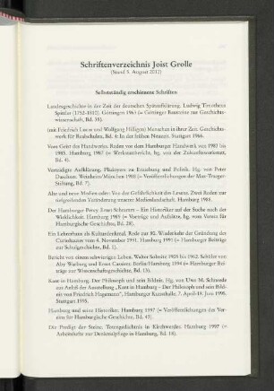Schriftenverzeichnis Joist Grolle