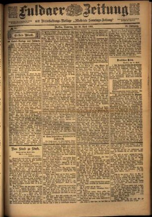Erste Ausgabe vom Samstag, den 20. April 1901.
