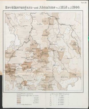 Bevölkerungszu- und Abnahme v.J. 1858 z.J. 1900.