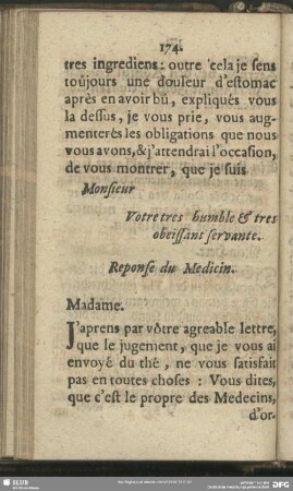 Reponse du Medicin : Antwort des Medici
