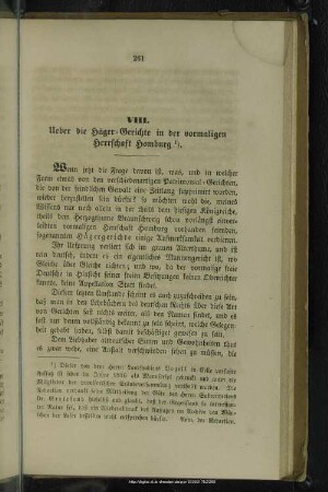 VIII. Ueber die Häger-Gerichte in der vormaligen Herrschaft Homburg