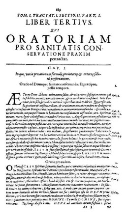 Liber tertius. Qui oratoriam pro sanitatis conservatione praxim pertractat.