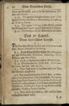 Das 3te Capitel. Vom Bayerischen Creyße. - Das 4te Capitel. Vom Frænkischen Creyße.