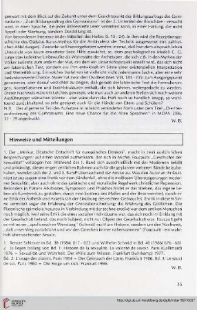 Hinweise und Mitteilungen