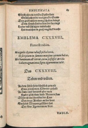 Emblema CXXXVIII. Furor & rabies.