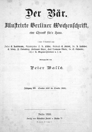 14.1888: Der Bär : illustrierte Wochenschrift für vaterländische Geschichte