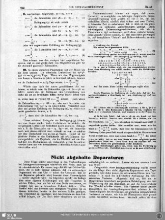 Nicht abgeholte Reparaturen