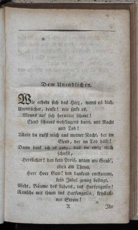 Dem Unendlichen. - Beruhigung.