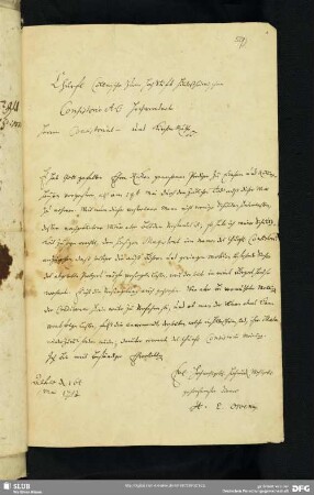 59) (Bericht von H. E. Owenn an dasselbe d. d. Alfeld, 16. Mai 1753.)