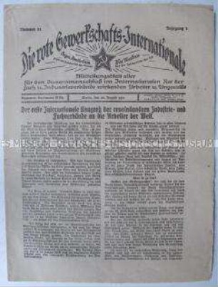 Mitteilungsblatt der internationalen kommunistischen Gewerkschaftsbewegung "Die rote Gewerkschafts- Internationale"