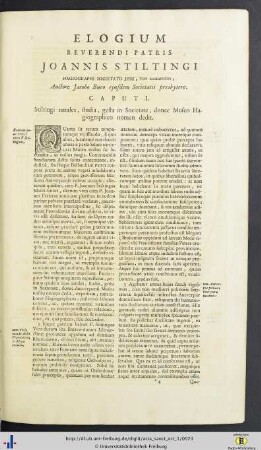 Elogium Reverendi Patris Joannis Stiltingi Hagiographi Societatis Jesu …