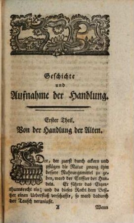 Vom Ursprunge und Wachsthum der Handlung