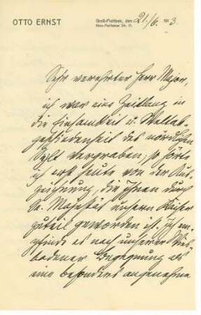 Korrespondenz von Otto Ernst Schmidt an Joseph von Lauff