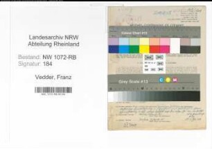 Entnazifizierung Franz Vedder , geb. 23.03.1908 (Beamter)