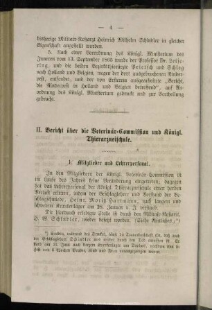 II. Bericht über die Veterinär-Commission und Königl. Thierarznei-Schule
