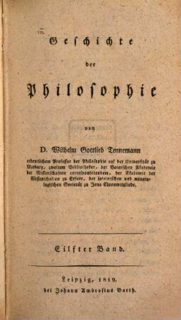 Geschichte der Philosophie, Eilfter Band