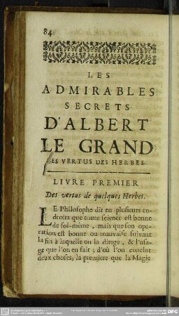 Les Admirables Secrets D'Albert Le Grand Les Vertus Des Herbes