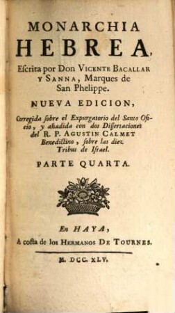 Monarchia Hebrea, Parte Quarta
