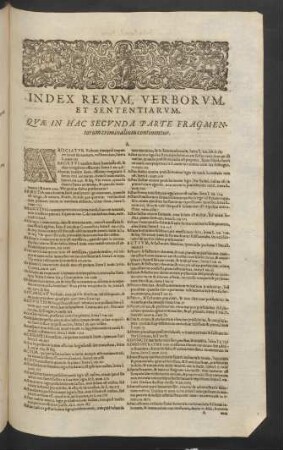 Index Rerum, Verborum, Et Sententiarum, Quae In Hac Secunda Parte Fragmentorum criminalium continentur.