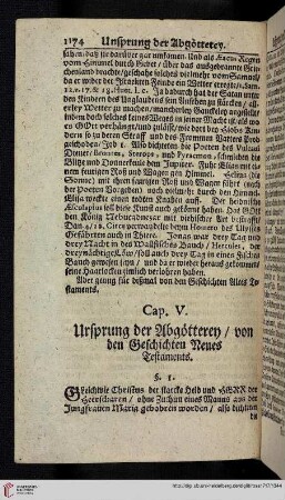 Cap. V: Ursprung der Abgötterey/ von den Geschichten Neues Testaments