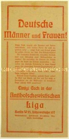 Aufruf zum Eintritt in die Antibolschewistische Liga