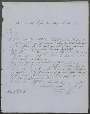 Brief von Friedrich Lux an Mainzer Liedertafel