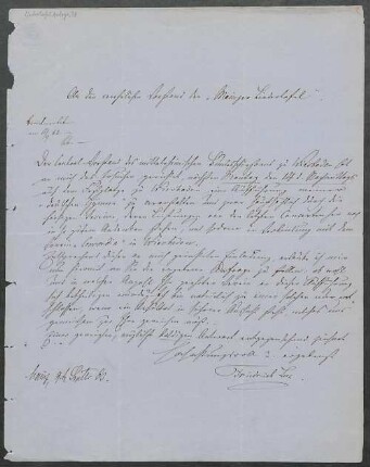 Brief von Friedrich Lux an Mainzer Liedertafel