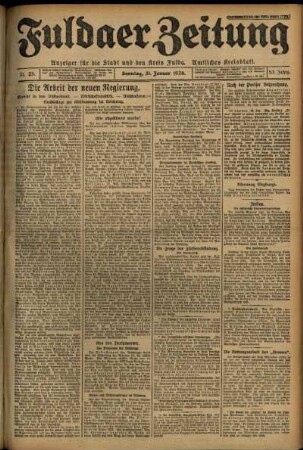 Erste Ausgabe vom Sonntag, den 31. Januar 1926.