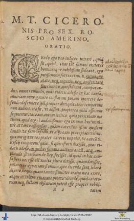Marci Tullii Ciceronis Pro Sexto Roscio Amerino Oratio