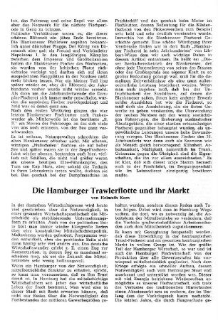 Die Hamburger Trawlerflotte und ihr Markt