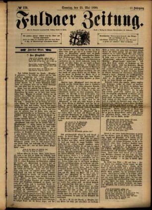 Zweite Ausgabe vom Sonntag, den 25. Mai 1890.