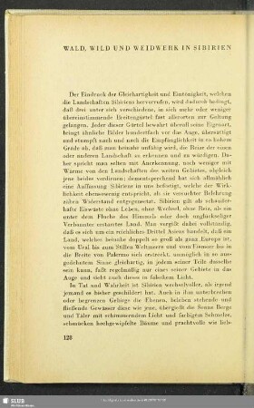 Wald, Wild Und Weidwerk In Sibirien