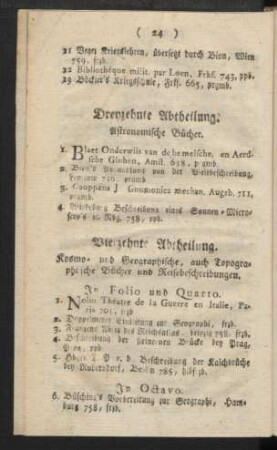 Dreyzehnte Abtheilung. Astronomische Bücher