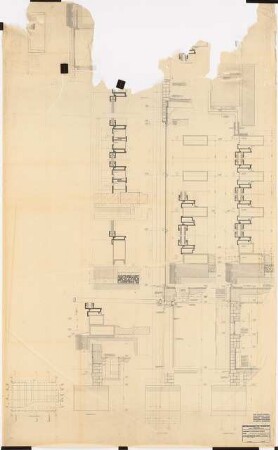 Stadttheater (später: Heinz-Hilpert-Theater), Lünen: Fassadenschnitt Hauptfassade 1:10, 1:1