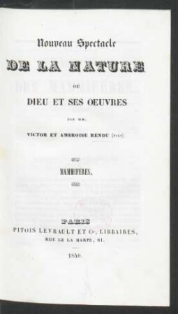 Nouveau Spectacle de la nature ou Dieu et ses oeuvres