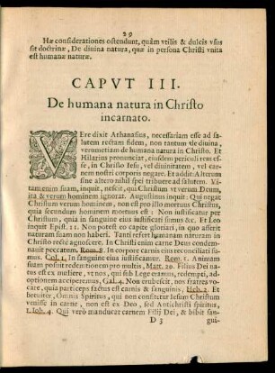 Caput III. De humana natura in Christo incarnato.