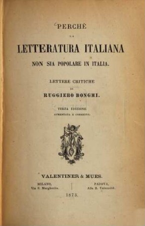 Perché la letteratura italiana non sia popolare in Italia