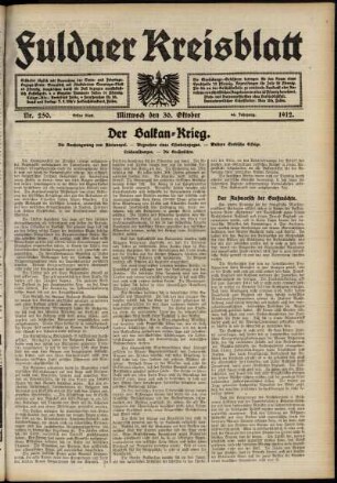 Erste Ausgabe vom Mittwoch, den 30. Oktober 1912.