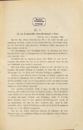 Moltkes militärische Werke, 1. Militärische Korrespondenz