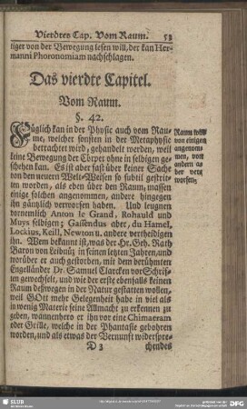 Das vierdte Capitel. Vom Raum