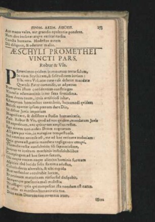 Aeschyli Promethei Vincti Pars.