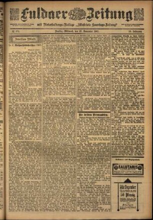 Zweite Ausgabe vom Mittwoch, den 27. November 1901.