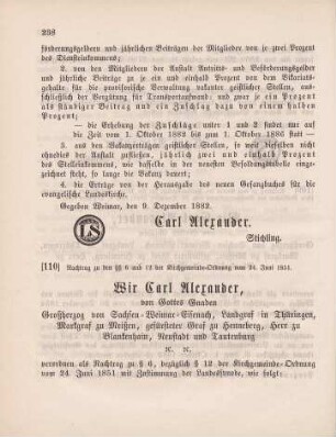 110. Nachtrag zu den §§ 6 und 12 der Kirchgemeindeordnung vom 24. Juni 1851