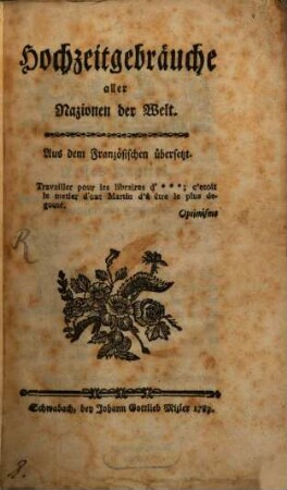 Hochzeitgebräuche aller Nazionen der Welt