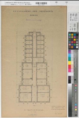 Soest, Königliches Amtsgericht und Gefängnis, 2. Obergeschoss, Grundriss, Baubestandszeichnung